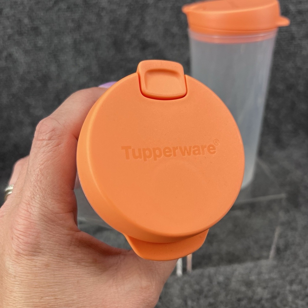 Tupperware 16oz Shaker Cup Orange Coral Flip Top Lid 8415A 8416A 8417A New 2 - Picture 2 of 8